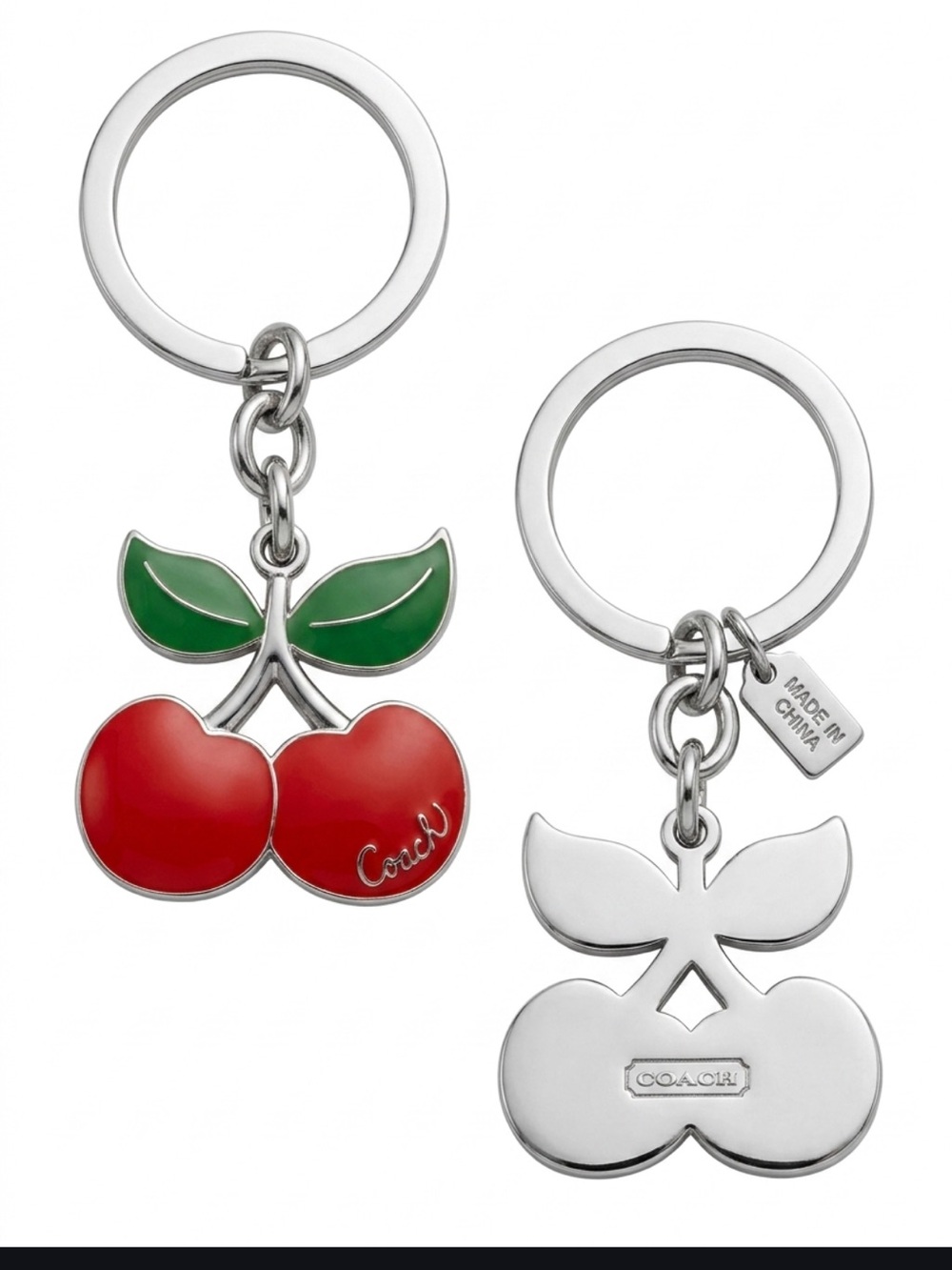 🍒 Vintage Y2K Coach Red Cherry Enamel Keychain / Bag Charm